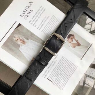 Thắt lưng Burberry siêu cấp họa tiết kẻ chìm khóa kim TLB43