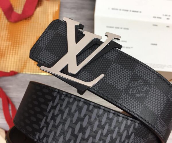 Thắt lưng Louis Vuitton họa tiết caro khóa logo kép khóa trắng Like Auth