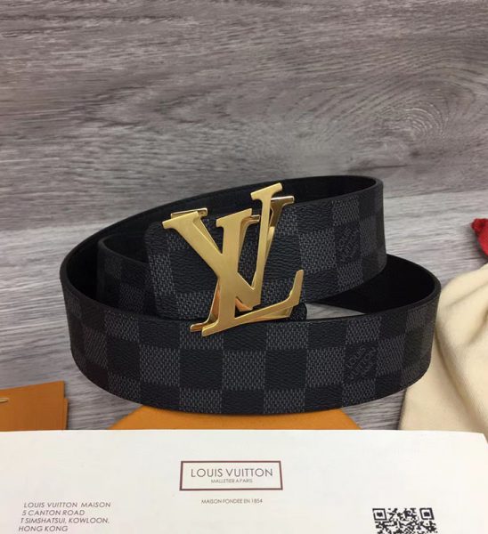 Thắt lưng Louis Vuitton like au họa tiết caro khóa logo kép TLLV96