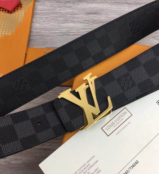 Thắt lưng Louis Vuitton like au họa tiết caro khóa logo kép TLLV96
