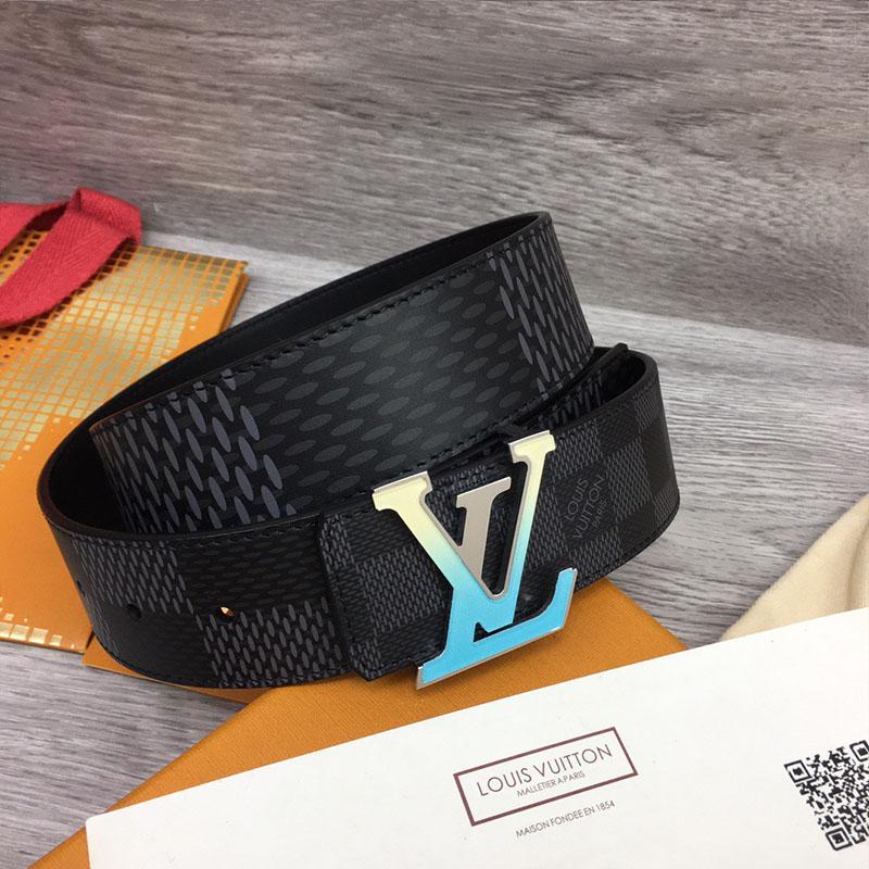 Thắt lưng Louis Vuitton like au họa tiết caro to khóa logo xanh TLLV95