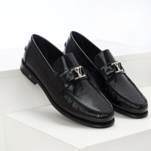Giày lười Louis Vuitton da Epi đế cao màu đen Like Auth