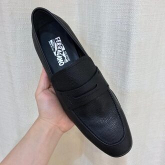 Giày lười Salvatore Ferragamo like au đế cao da nhăn tag ẩn chữ logo nhỏ GLSF36