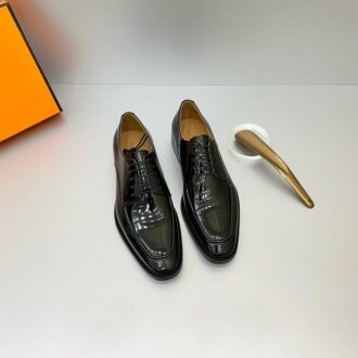 Giày nam Hermes like au da bóng cột dây GNH05