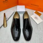 Giày nam Hermes like au da bóng cột dây GNH05