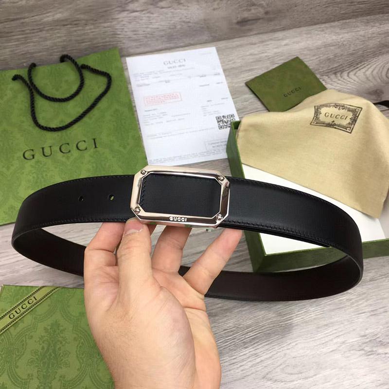 Thắt lưng Gucci siêu cấp da trơn họa tiết khóa chữ nhật TLGC49