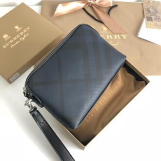 Ví nam Burberry siêu cấp cầm tay quai sau kẻ xanh VNB26