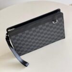 Clutch nam Louis Vuitton Standing Pouch caro màu xám Like Auth