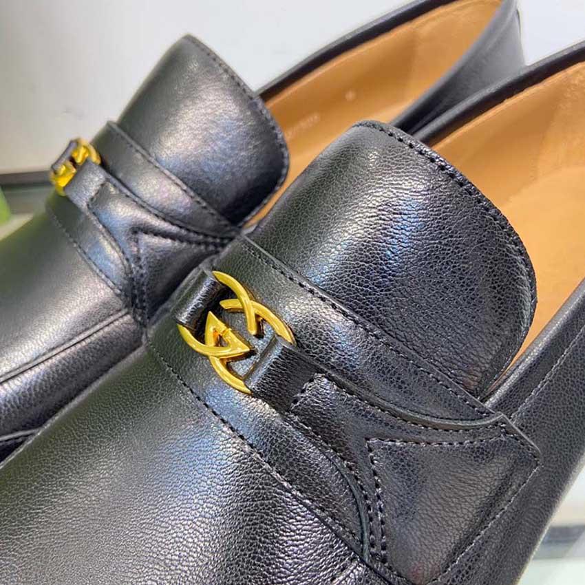 Giày lười Gucci like au đế cao da trơn khóa chữ G lồng GLGC64