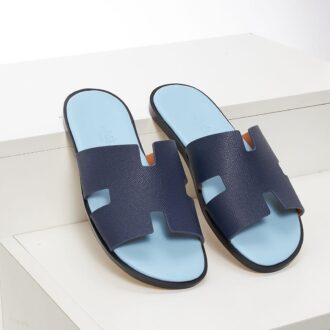 Dép Hermes nam siêu cấp quai taiga lót xanh biển