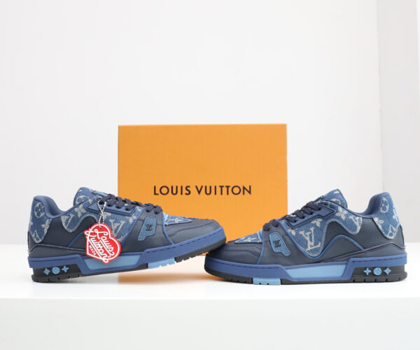 Giày Louis Vuitton LV Trainer x Nigo Blue Demin Like Auth màu xanh