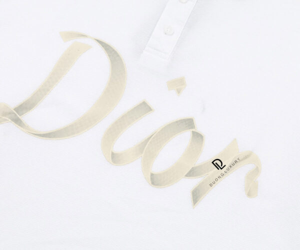 Áo Polo Dior nam trắng hoạ tiết logo chữ trắng