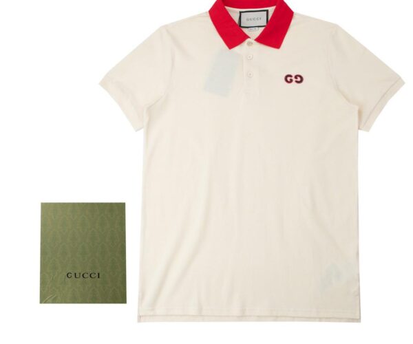 Áo Polo Gucci GG Embroidered màu trắng logo chữ