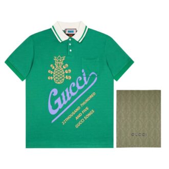Áo Polo Gucci Pineapple màu xanh Like Auth