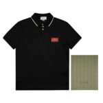 Áo Polo nam Gucci màu đen họa tiết tag đỏ