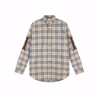 Áo Sơ mi Burberry dài tay màu bee họa tiết thêu tay áo