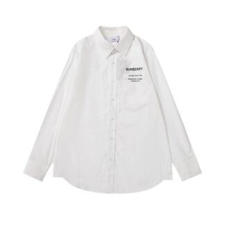 Áo sơ mi Burberry tay dài màu trắng họa tiết logo chữ