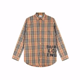 Áo sơ mi Burberry tay dài check print logo chữ