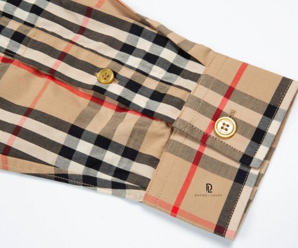 Áo sơ mi Burberry tay dài check print logo chữ