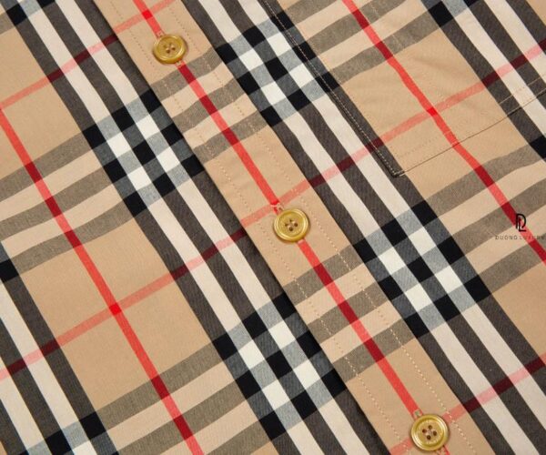 Áo sơ mi Burberry tay dài check print logo chữ