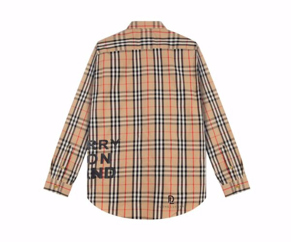 Áo sơ mi Burberry tay dài check print logo chữ