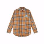 Áo sơ mi Burberry tay dài màu vàng họa tiết logo chữ B