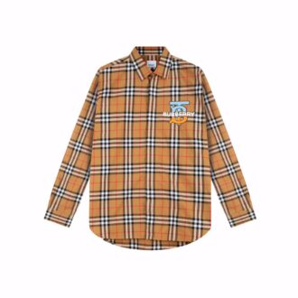 Áo sơ mi Burberry tay dài màu vàng họa tiết logo chữ B