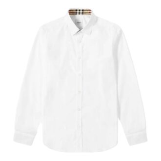 Áo Sơ Mi Burberry White siêu cấp họa tiết logo màu trắng