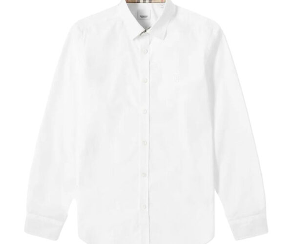 Áo Sơ Mi Burberry White siêu cấp họa tiết logo màu trắng