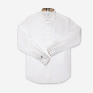 Áo Sơ Mi Burberry White siêu cấp họa tiết logo màu trắng
