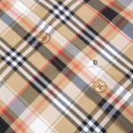 Áo sơ mi tay dài Buberry Beige Checked họa tiết logo chữ