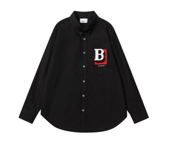 Áo sơ mi tay dài Burberry màu đen Tumby B họa tiết logo chữ B
