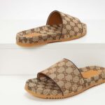 Dép Gucci GG Canvas Slide Sandal màu nâu