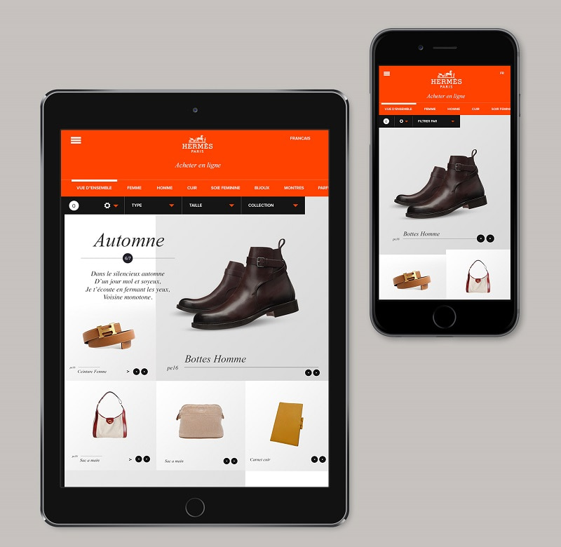 Trang Website chính thức của thương hiệu Hermes