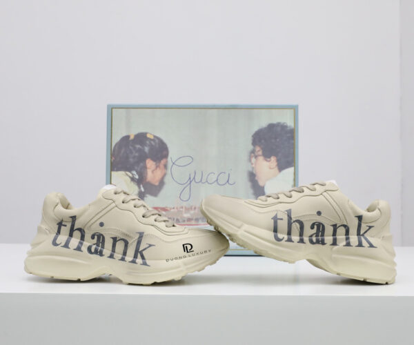 Giày Gucci Rhyton 'Think/Thank' Print Sneaker Like Auth