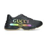 Giày Gucci Wmns Rhyton 'Iridescent Logo' Like Auth màu đen