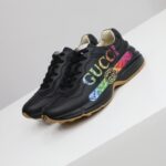 Giày Gucci Wmns Rhyton 'Iridescent Logo' Like Auth màu đen