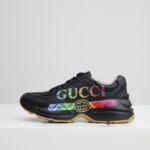 Giày Gucci Wmns Rhyton 'Iridescent Logo' Like Auth màu đen