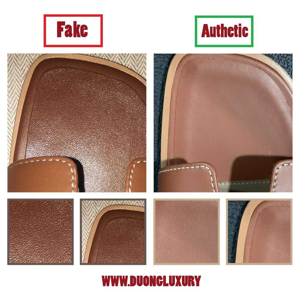 Phân biệt dép hermes thật và giả qua chất liệu