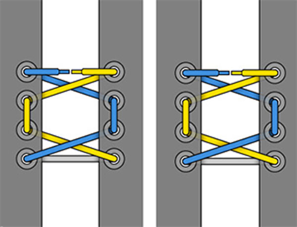 Buộc dây giày kiểu kẽ hở được nhiều người sử dụng