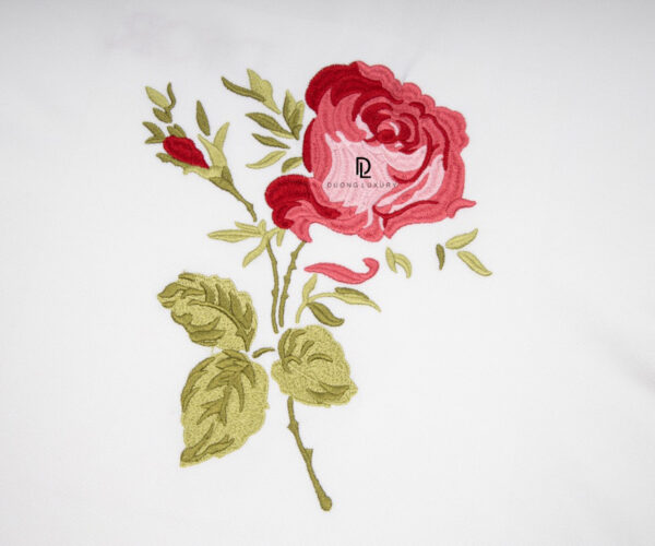 Áo Polo nam Dior màu trắng hoạ tiết hoa hồng đỏ