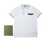 Áo Polo nam Gucci màu trắng họa tiết tag ngang