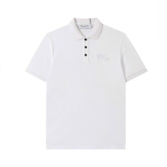 Áo Polo Dior màu trắng hoạ tiết ngực thêu chữ