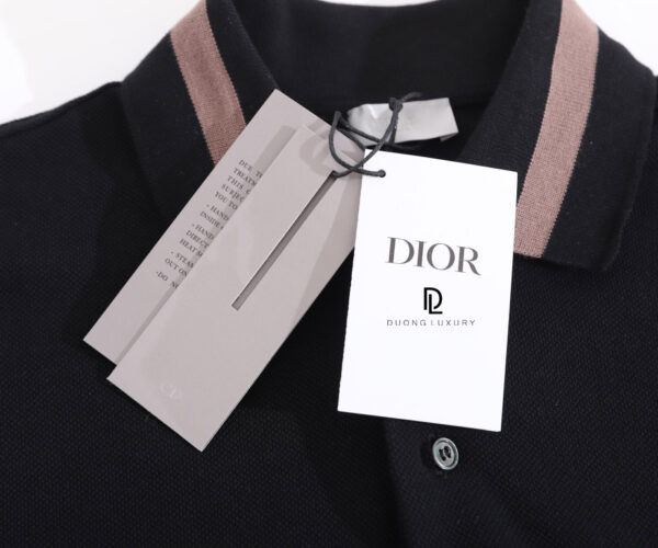 Áo Polo Dior Turquoise màu đen hoạ tiết in logo