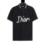 Áo Polo Dior Turquoise màu đen hoạ tiết in logo