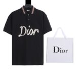 Áo Polo Dior Turquoise màu đen hoạ tiết in logo