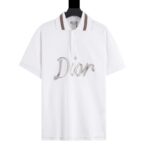 Áo Polo Dior Turquoise màu trắng hoạ tiết in logo