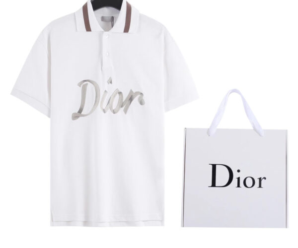 Áo Polo Dior Turquoise màu trắng hoạ tiết in logo