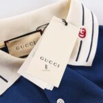 Áo Polo Gucci GG Embroidered Collar phối xanh Like Auth