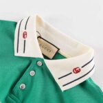 Áo Polo Gucci Green GG Embroidered màu trắng xanh